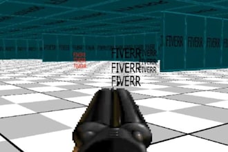 create a Three dimensional shooter game with the enemies and background you draw