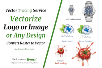 do manual vector tracing image, logo, raster to illustrator