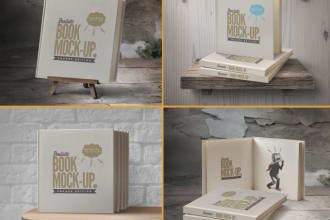 create your square 2d book to 10 3d  mockup