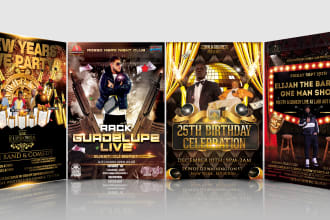 create new year eve, event flyer, birthday party flyer, animated motion flyer