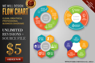 design professional infographics, flowcharts, pie charts and many more