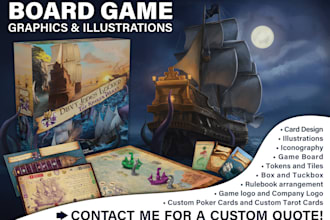 draw illustrations and graphic design for board game, cards, tarot