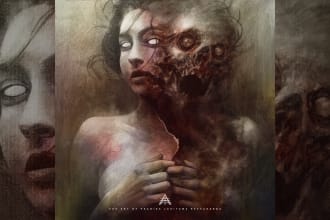 create dark art illustrations for a band or brand