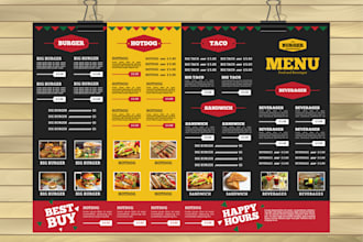 design professional restaurant menu and  saloon price chart