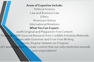 assist in business law, research, history, proposals, contract law