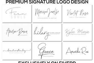 create luxury signature and handwritten business  logo
