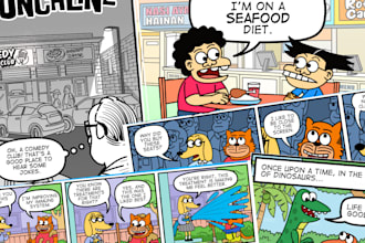 draw comic strip for comic book illustration or webcomic