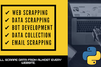 do python web scraping, crawling, and bot development perfectly