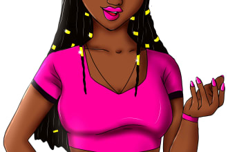 draw colorful african american style illustrations