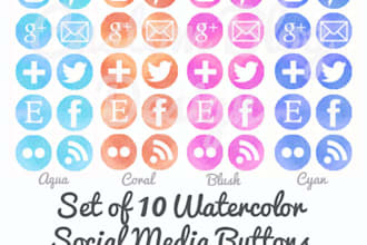 design cute, color coordinating blog or website social media icons
