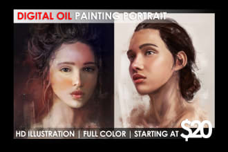 make stunning digital oil painting portrait