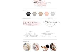 create watercolor feminine logo with branding package
