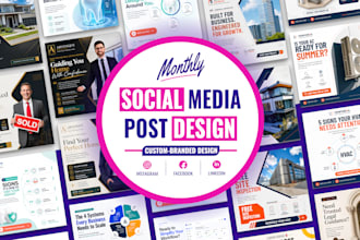 do monthly social media post design for instagram, facebook
