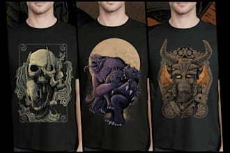 do hand drawing illustration for tshirt design