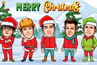 draw awesome cartoon caricature for gift, christmas card