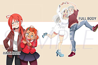 draw couple art commission in anime style