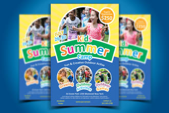 do modern trendy education, school, graduation, and summer camp different flyers