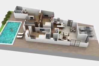 layout and model residential and commercial building