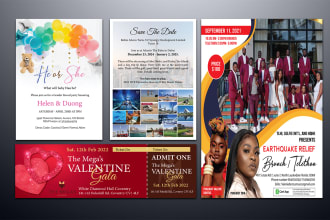 do elegant invitation card, save the date in 4hrs