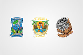 illustration stickers, hand drawn designs for printing