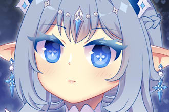 draw cute female bust up anime, oc, fanart, profile picture ych
