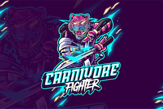 do awesome mascot logo for youtube, twitch, cartoon, steamer and business