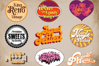 make high quality custom retro , vintage ,70s style cursive logo