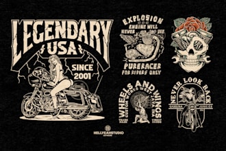 draw  custom art illustration  motorcycle t shirt