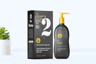 shampoo bottle label design, serum label cosmetic packaging design