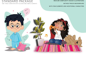 illustrate cute characters and objects for kids