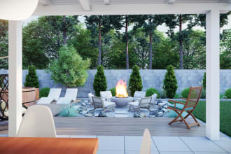 design or remodel your deck, patio, fireplace with details rendering