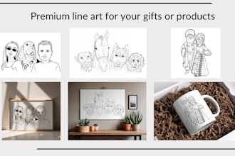 draw a custom line art illustration or character digital art
