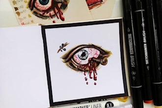 blood terrible scary art markers hand leg lips eyes