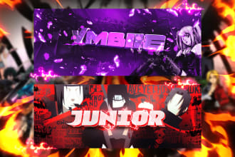 design gaming or anime banner for youtube,fb,twitch, etc