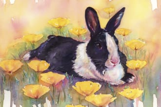 paint  stunning watercolor pet portrait