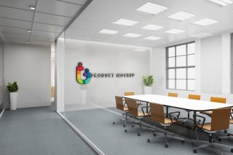 do 20 realistic office interior walls branding logo mockup