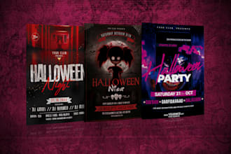 do halloween night, festival party event flyers and posters