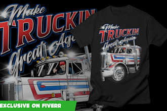 draw truck logo and illustration for tshirt