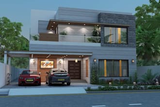 design home elevation with realistic render