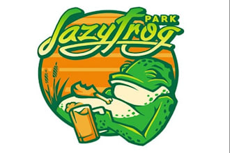 create the lazy frog a memorable character logo for a food and beer park