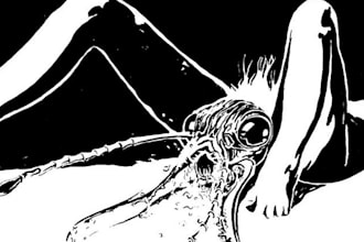 draw a dark and striking illustration
