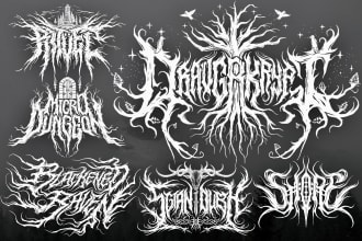 design an atmospheric black metal and dungeon synth logo