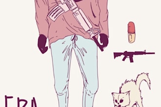 create aesthetic simple lofi illustration