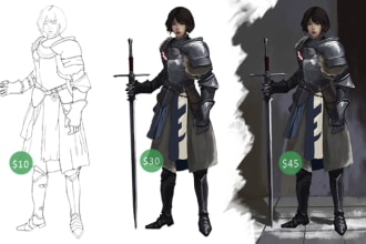 draw a character design or concept art, fantasy illustration