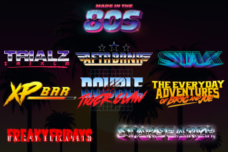 design 80s futuristic synthwave retro logo with neon