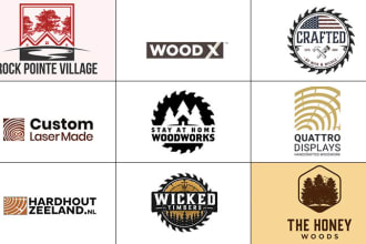 modern wood work and carpentry logo design