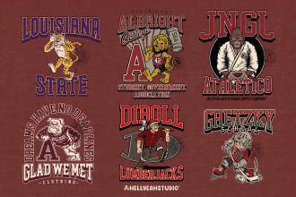 create vintage college sport retro university mascot cartoon