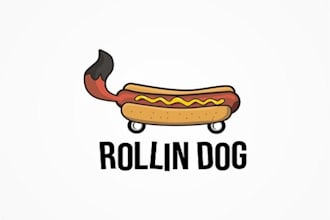 design rollin dog hot dog roller logo