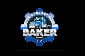 design a tough and rugged logo for baker truck and trailer repair