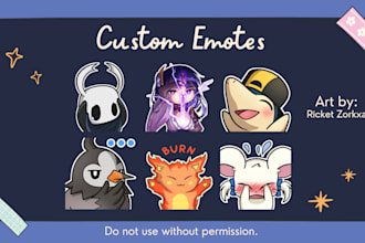 illustrate kawaii twitch chibi or animal emotes